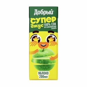 Фото товара 'Сок Добрый Active kid яблочный, 200мл'