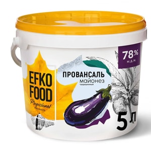 Фото товара 'Майонез EFKO FOOD Professional мдж 78%, 5 л'