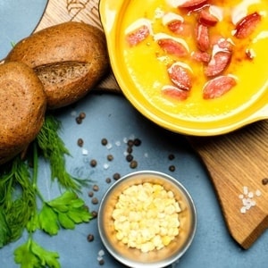 Фото товара 'Суп пюре гороховый с копченостями'